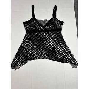 Mikk Couture Camisole Top Black White Geometric Checkered Handkerchief Hem Y2K